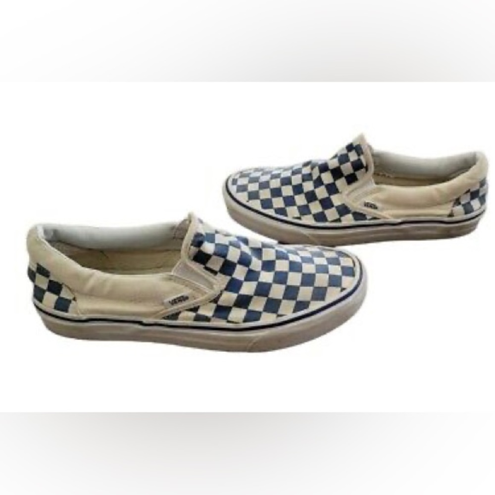 Pre loved blue checkered womens van shoes